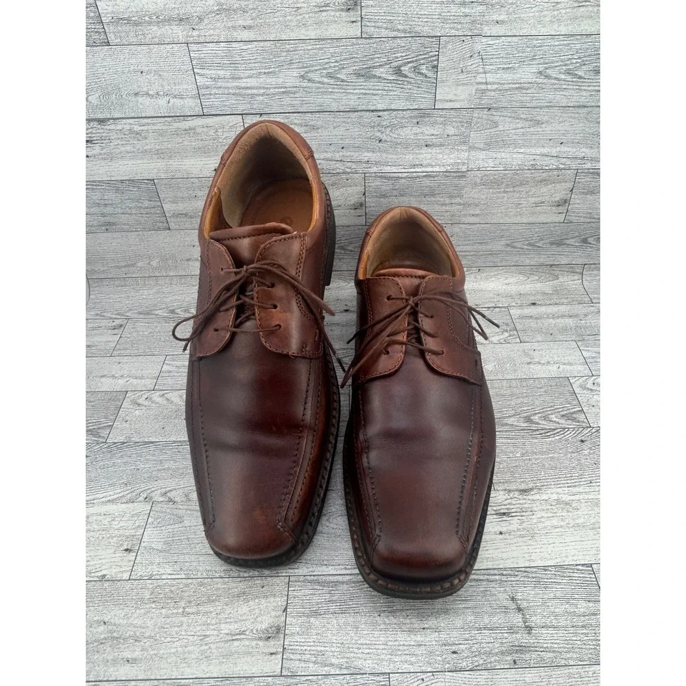 ECCO Mens Leather Dress Shoes Lace Up Brown Square Toe Size EU‎ 47 US 13.5